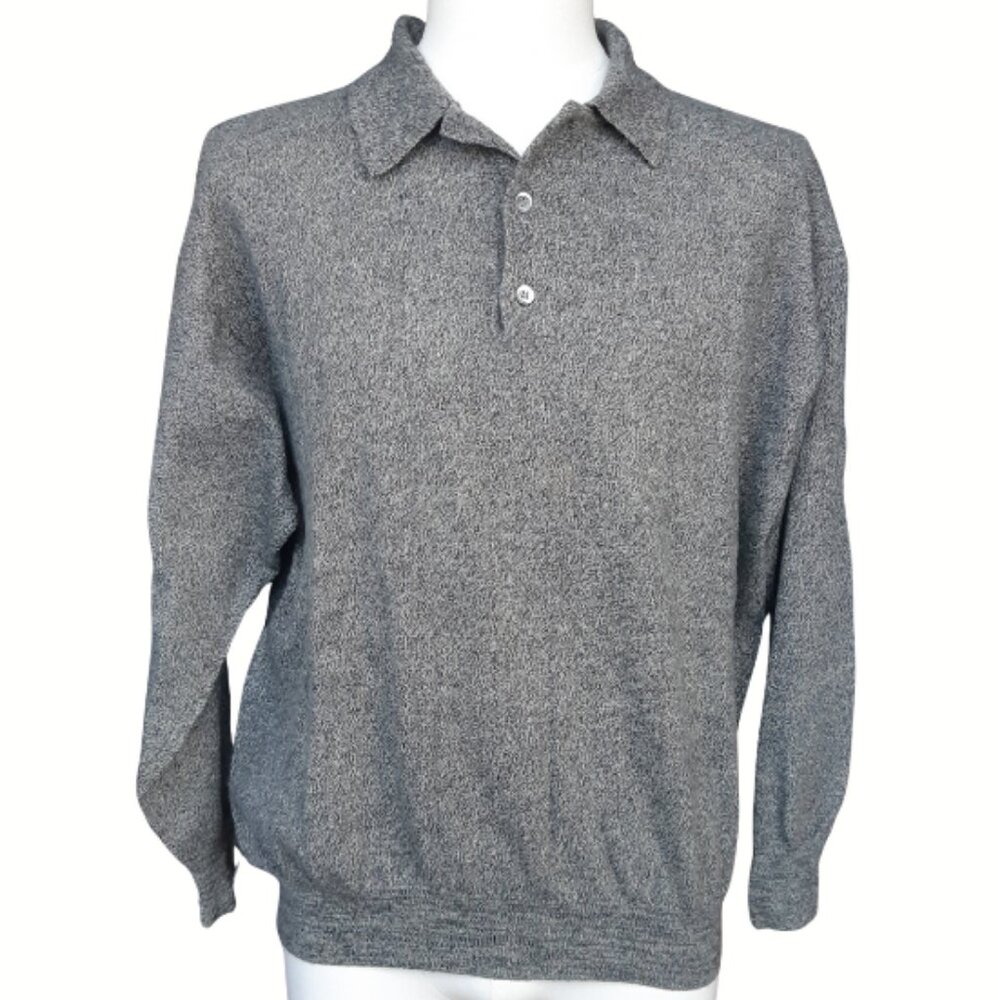 Guy Laroche Paris SZ XL Men's Merino Wool Heather Gray 3 Button Sweater